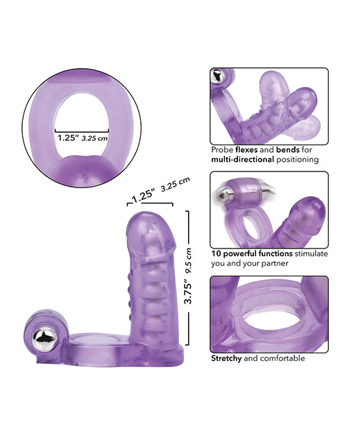 Double Diver Vibrating Enhancer w/Flexible Penetrator - Purple