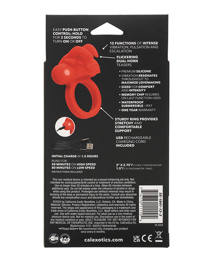 Couple's Enhancer Silicone Rechargeable The Matador Enhancer w/Triple Stimulation - Red