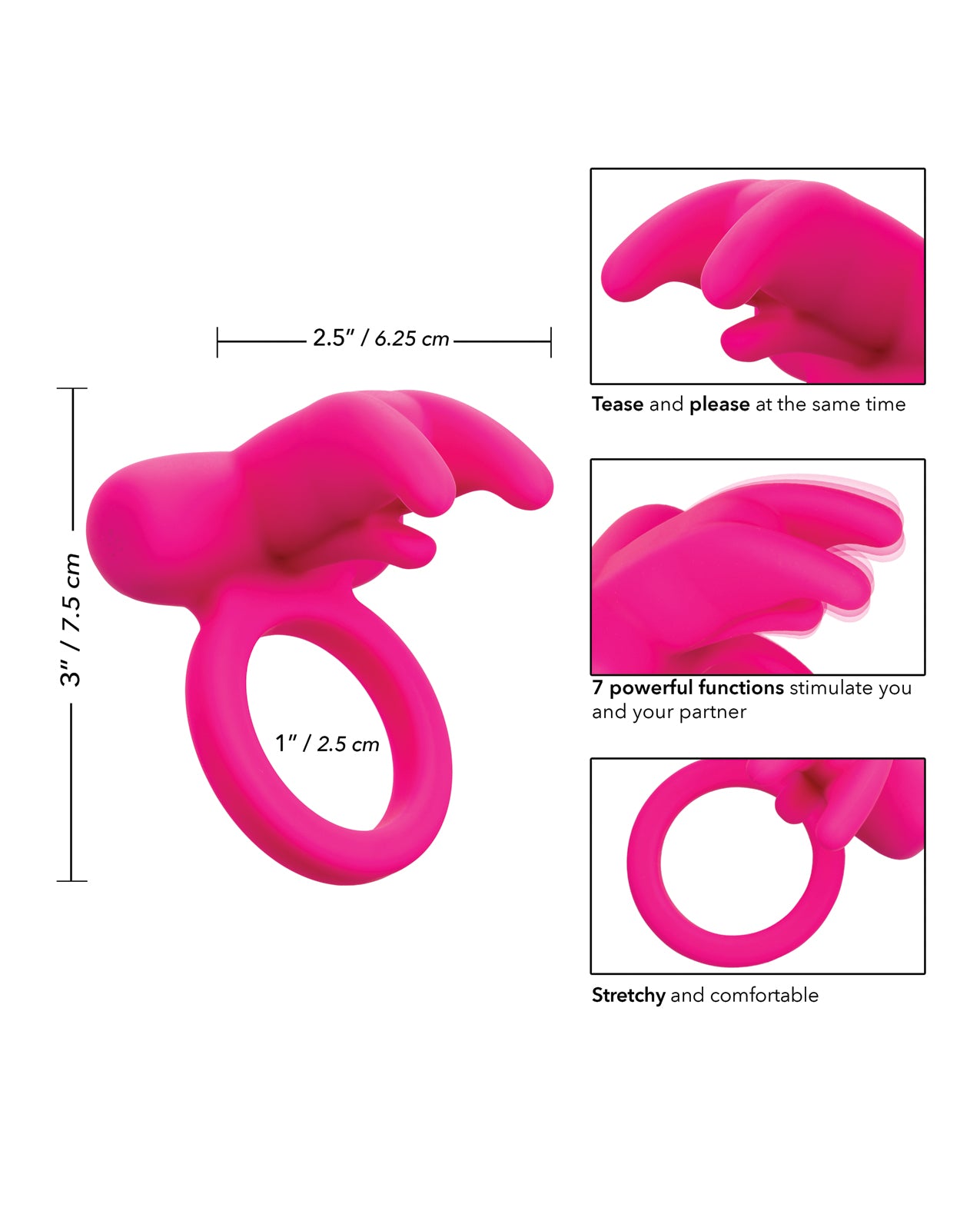 Silicone Rechargeable Triple Clit Flicker - Pink