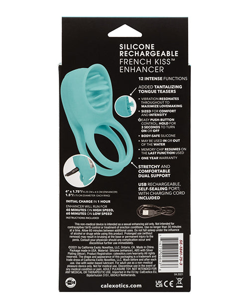 Couple's Enhancers Silicone Rechargeable French Kiss Enhancer - Teal