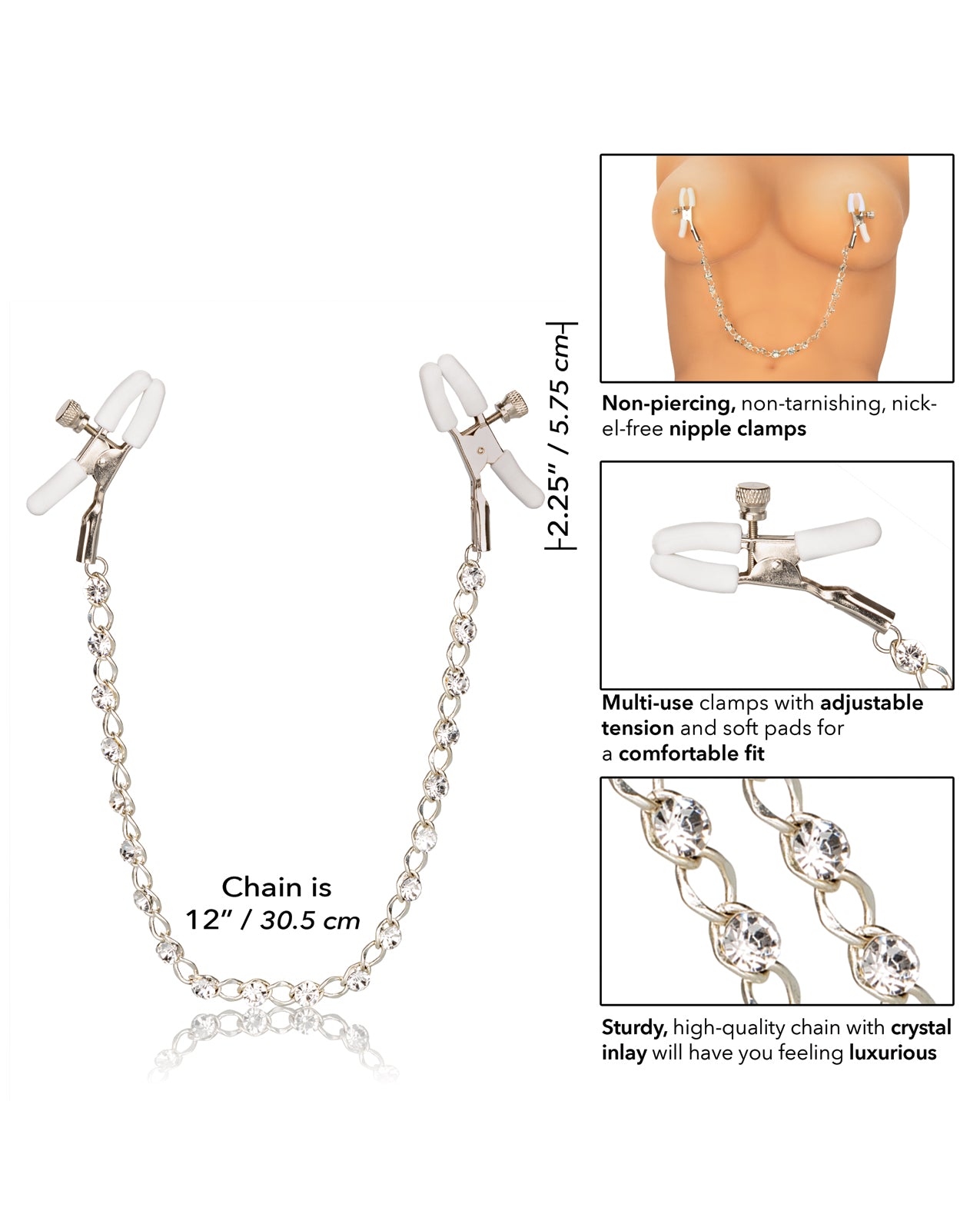 Nipple Play Crystal Nipple Clamps - Clear
