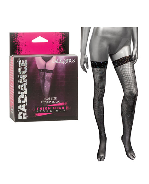 Radiance Thigh High Stockings - Black Plus Size