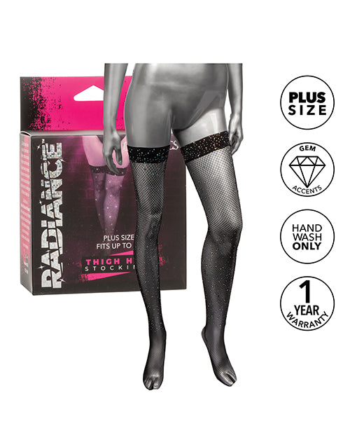 Radiance Thigh High Stockings - Black Plus Size