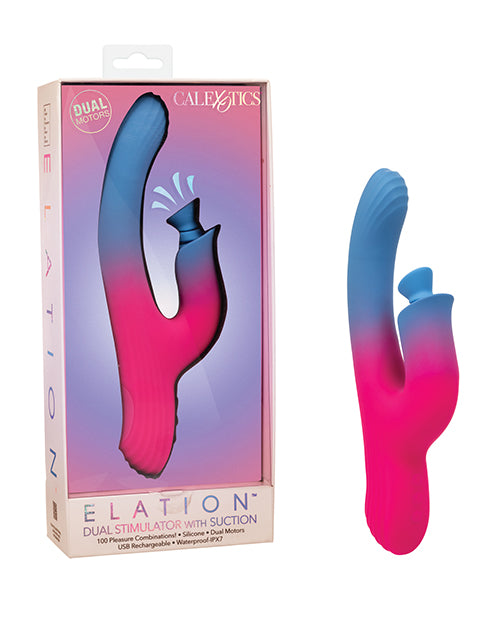 Elation Dual Stimulator w/Suction - Blue/Pink