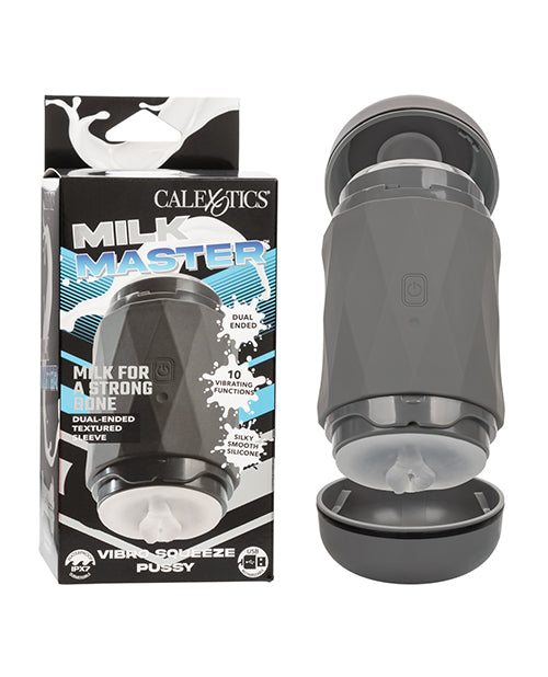 Milk Master Vibro Squeeze Pussy Stroker - Black