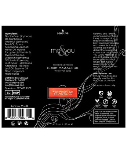 Sensuva Me & You Massage Oil - 4.2 oz Island Passion