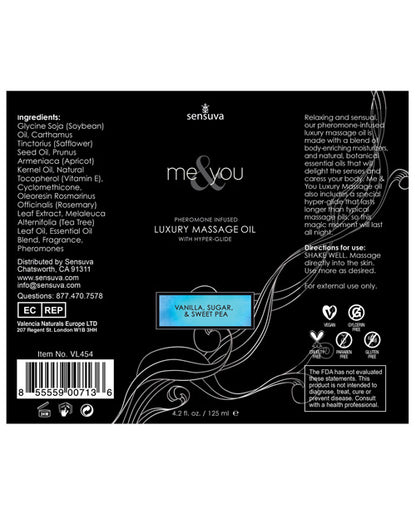 Sensuva Me & You Massage Oil - 4.2 oz Sweet Temptation