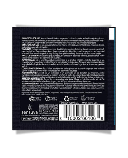 Sensuva Sensuva Natural Water Based Personal Lubricant Single Use Packet - 6 ml Cotton Candy