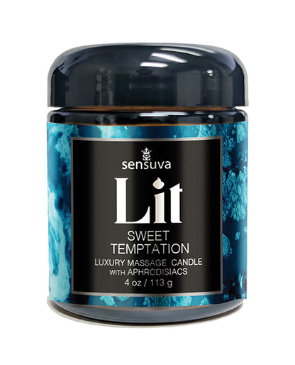 Sensuva Lit Sweet Temptation Luxury Massage Candle - 4 oz Vanilla, Sugar & Sweet Pea