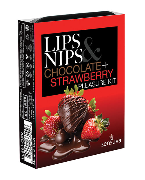 Sensuva Lips & Nips Pleasure Kit - Chocolate Nip Zip + Chocolate Strawberry XBalm + 50 Ways to Kiss Guide