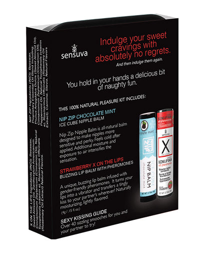 Sensuva Lips & Nips Pleasure Kit - Chocolate Nip Zip + Chocolate Strawberry XBalm + 50 Ways to Kiss Guide