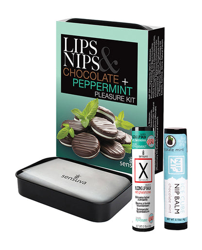 Sensuva Lips & Nips Pleasure Kit - Chocolate Nip Zip + Chocolate Peppermint XBalm + 50 Ways to Kiss Guide