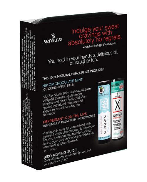 Sensuva Lips & Nips Pleasure Kit - Chocolate Nip Zip + Chocolate Peppermint XBalm + 50 Ways to Kiss Guide