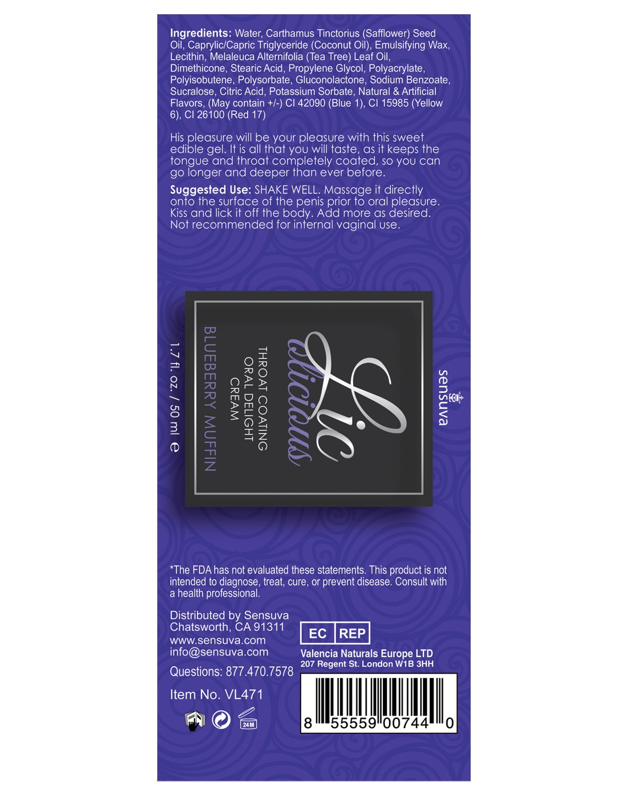 Lic O Licious Oral Delight Cream - 1.7 oz Blueberry Muffin