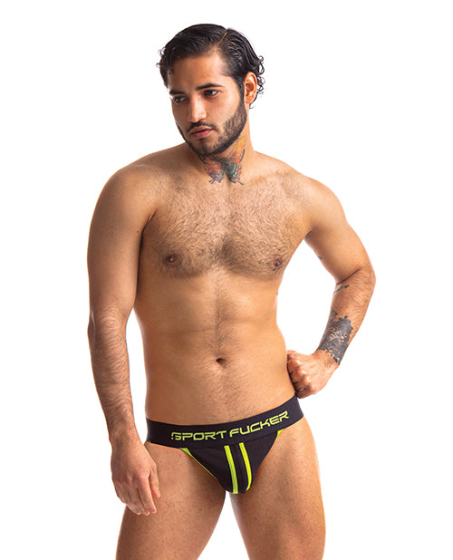 Sport Fucker Jersey Jock - L Black/Green