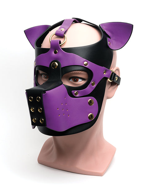 665 Bondage Pup Hood - O/S Black/Purple