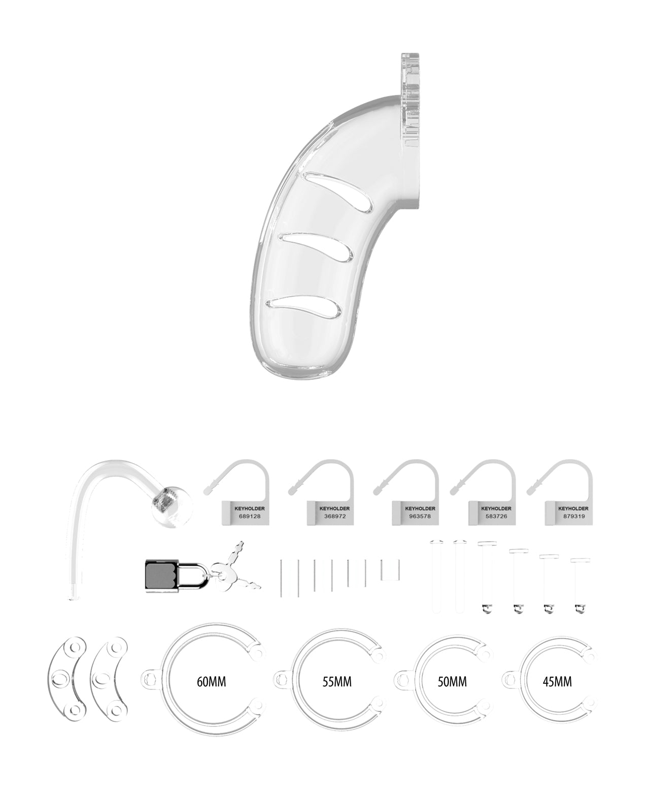 Shots Man Cage 4.5" Cock Cage w/Plug 11 - Clear