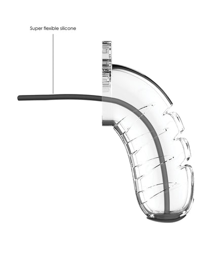 Shots Man Cage 4.5" w/Silicone Urethral Sounding - Clear
