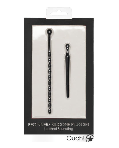 Shots Ouch Urethral Sounding Beginner's Silicone Plug Set - Black