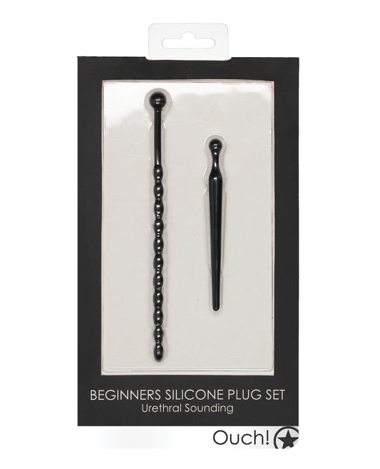 Shots Ouch Urethral Sounding Beginner's Silicone Plug Set - Black