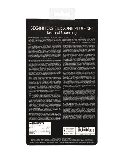 Shots Ouch Urethral Sounding Beginner's Silicone Plug Set - Black
