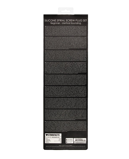 Shots Ouch Beginner's Urethral Sounding Silicone Spiral Screw Plug Set - Black