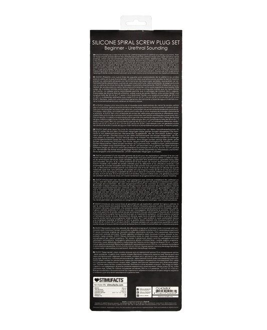 Shots Ouch Beginner's Urethral Sounding Silicone Spiral Screw Plug Set - Black