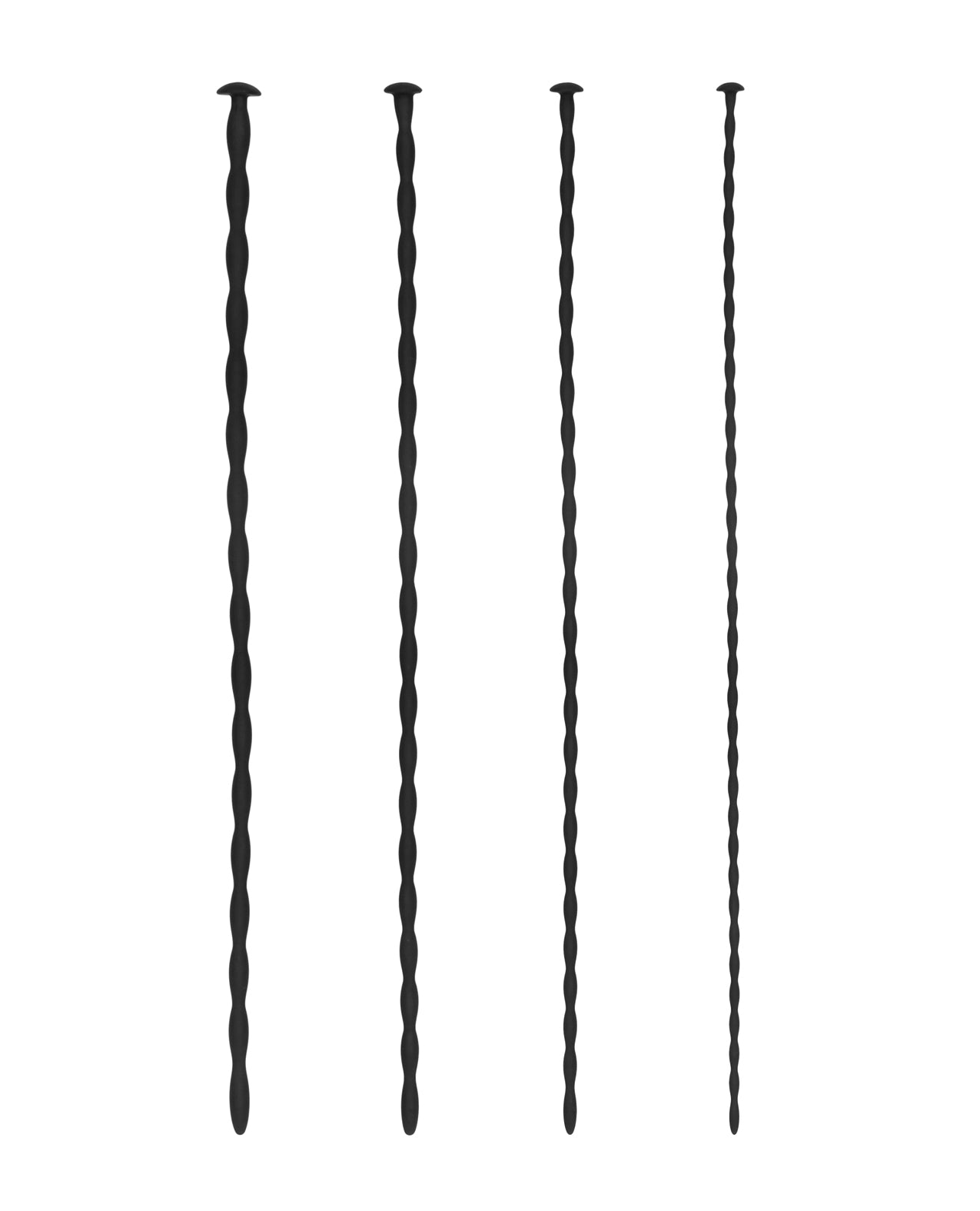 Shots Ouch Beginner's Urethral Sounding Silicone Spiral Screw Plug Set - Black