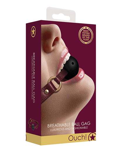 Ouch Shots Ouch Halo Breathable Ball Gag - Burgundy - Image 5