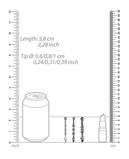 Shots Ouch Urethral Sounding Metal Plug Set - 58mm