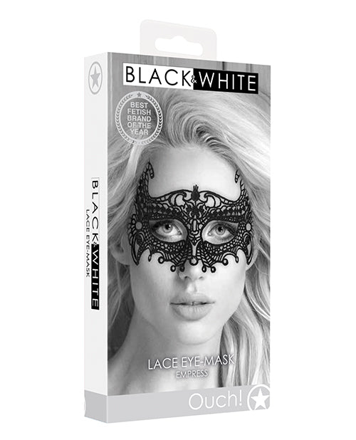 Ouch Shots Ouch Black & White Lace Eye Mask - Empress Black - Image 5