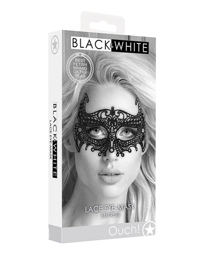 Ouch Shots Ouch Black & White Lace Eye Mask - Empress Black - Image 5