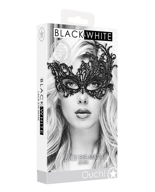 Ouch Shots Ouch Black & White Lace Eye Mask - Royal Black - Image 5