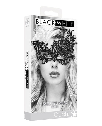 Ouch Shots Ouch Black & White Lace Eye Mask - Royal Black - Image 5