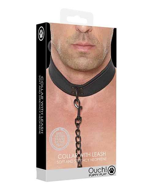 Ouch Shots Ouch Puppy Play Puppy Collar w/Leash - Black - Image 5