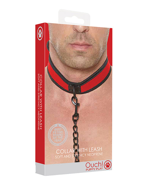 Ouch Shots Ouch Puppy Play Puppy Collar w/Leash - Red - Image 5