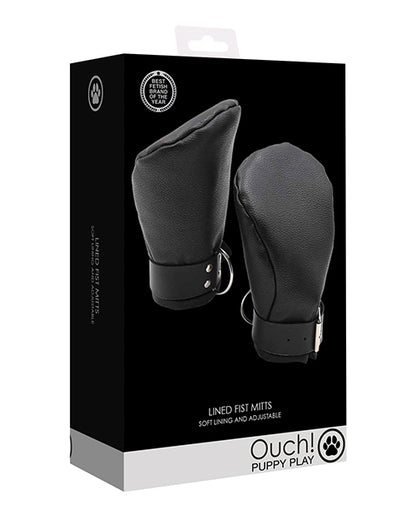 Ouch Shots Ouch Puppy Play Lined Fist Mitts - Black - Image 5