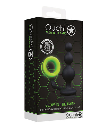 Ouch Shots Ouch Beads Butt Plug w/Cock Ring - Glow in the Dark - Image 5