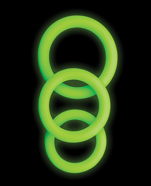 Shots Ouch 3 pc Cock Ring Set - Glow in the Dark