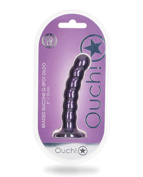 Ouch Shots Ouch 5" Beaded G-Spot Dildo - Metallic Purple - Image 6