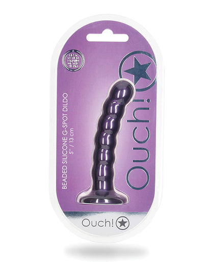 Ouch Shots Ouch 5" Beaded G-Spot Dildo - Metallic Purple - Image 6