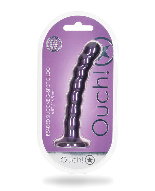 Ouch Shots Ouch 6.5" Beaded G-Spot Dildo - Metallic Purple - Image 6