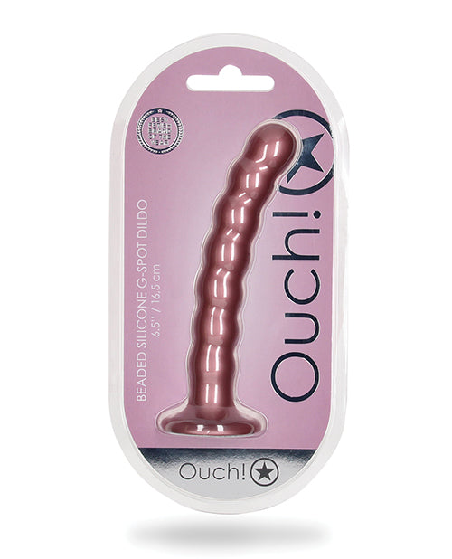 Shots Ouch 6.5" Beaded G-Spot Dildo - Rose Gold