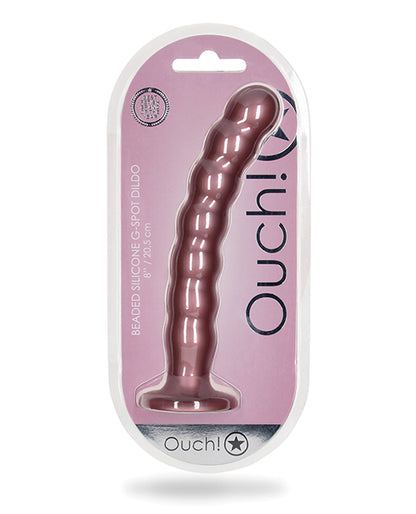 Ouch Shots Ouch 8" Beaded G-Spot Dildo - Rose Gold - Image 5