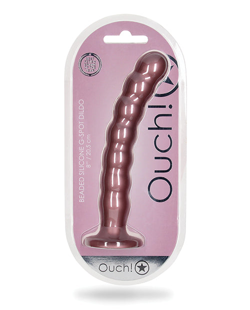 Shots Ouch 8" Beaded G-Spot Dildo - Rose Gold