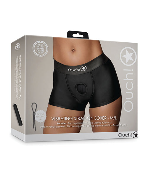 Shots Ouch Vibrating Strap On Boxer - Black M/L