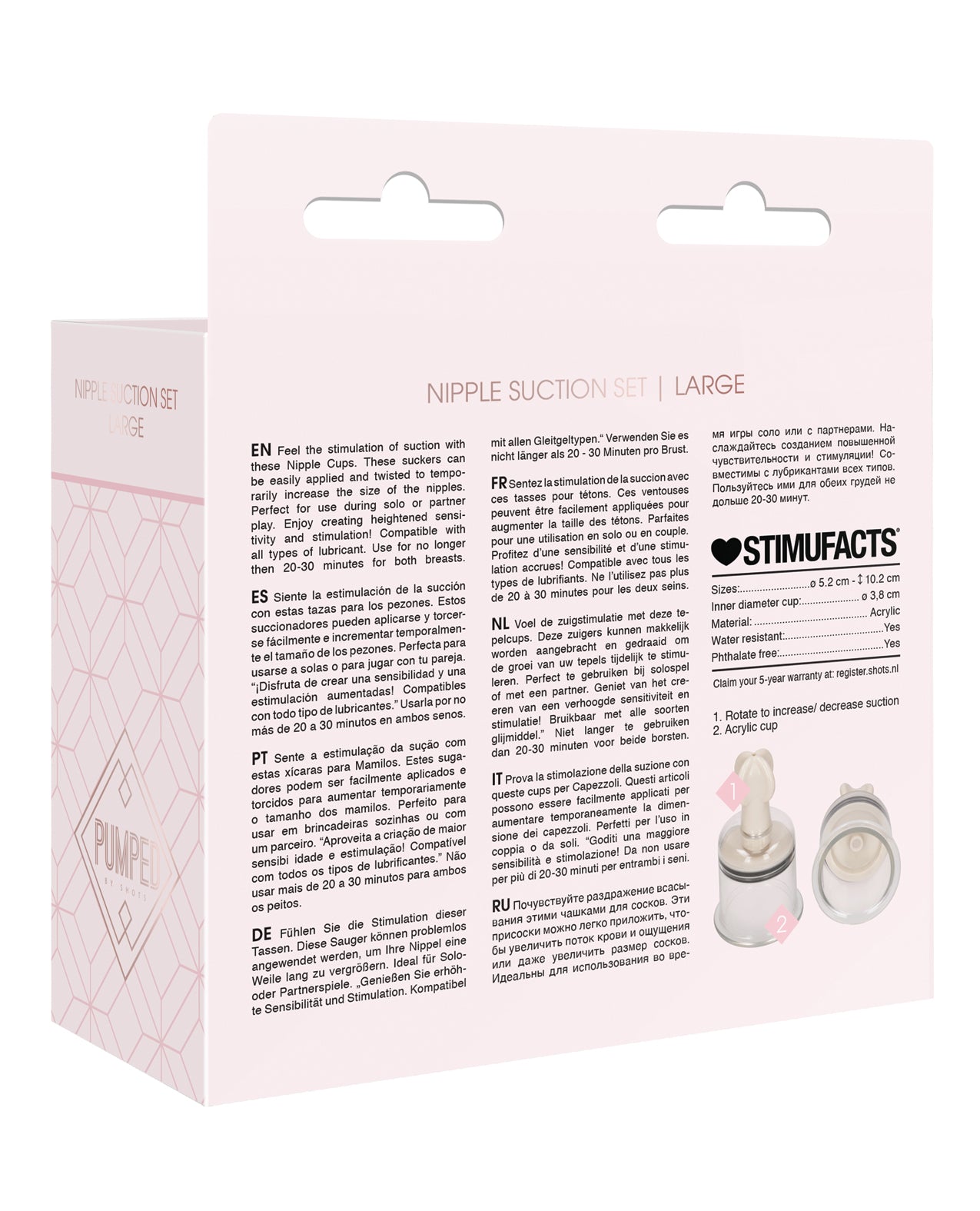 Shots Pumped Nipple Suction Set - Large Clear