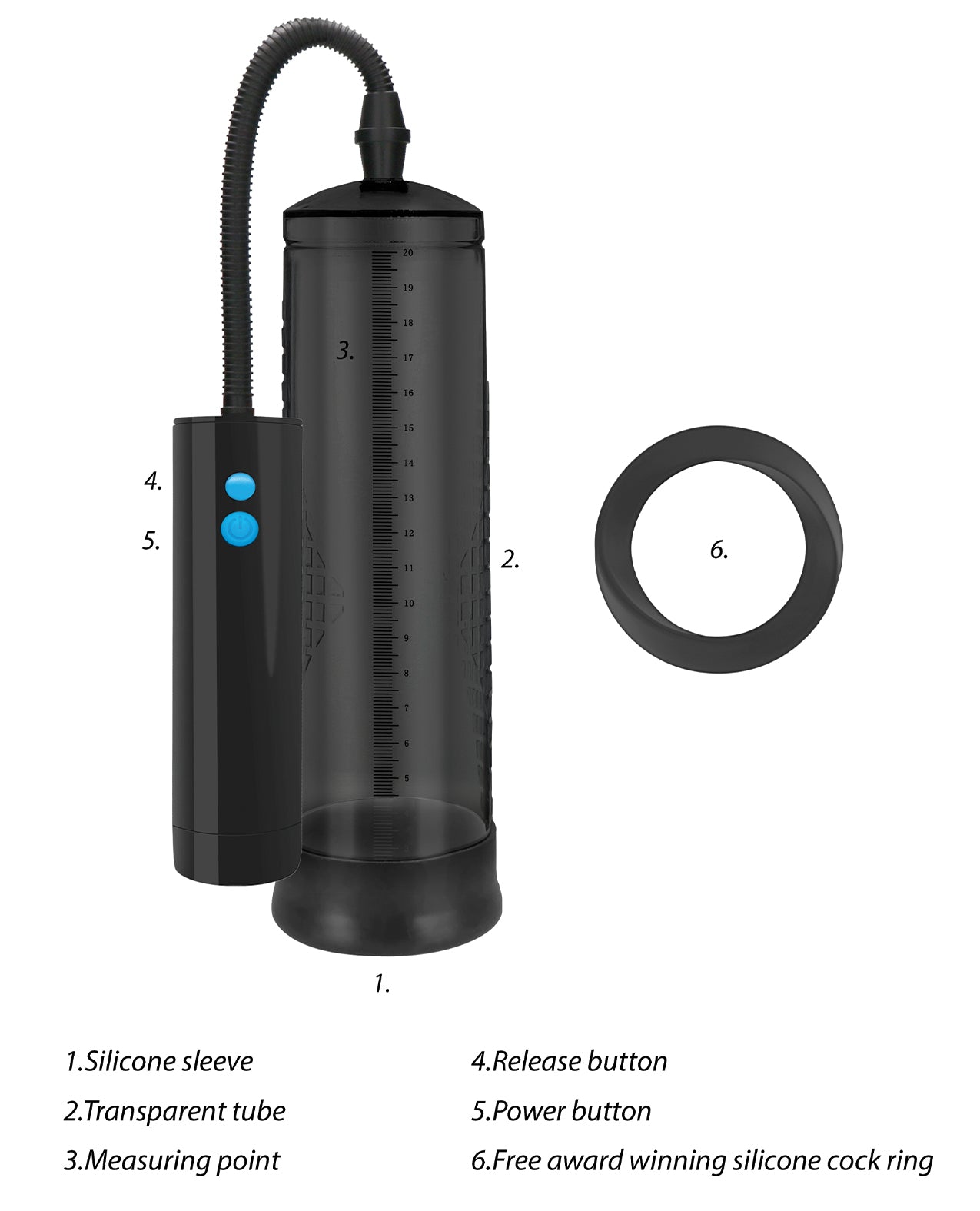 Shots Pumped Rechargeable Extreme Power Pump w/Free Silicone Cock Ring - Black