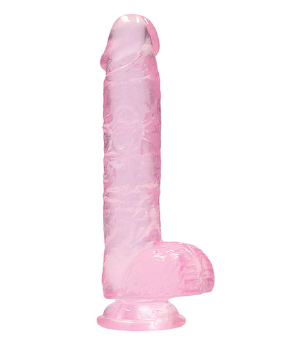 RealRock Shots RealRock Realistic Crystal Clear 6" Dildo w/Balls - Pink - Image 2