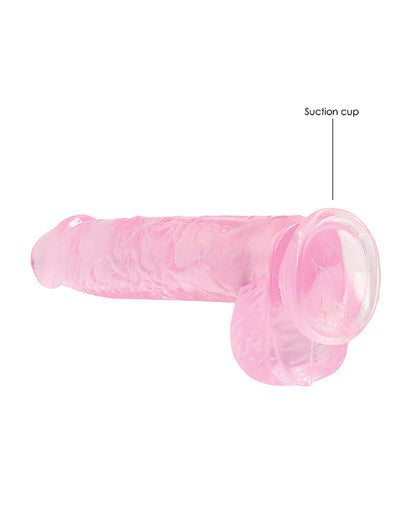 RealRock Shots RealRock Realistic Crystal Clear 6" Dildo w/Balls - Pink - Image 4